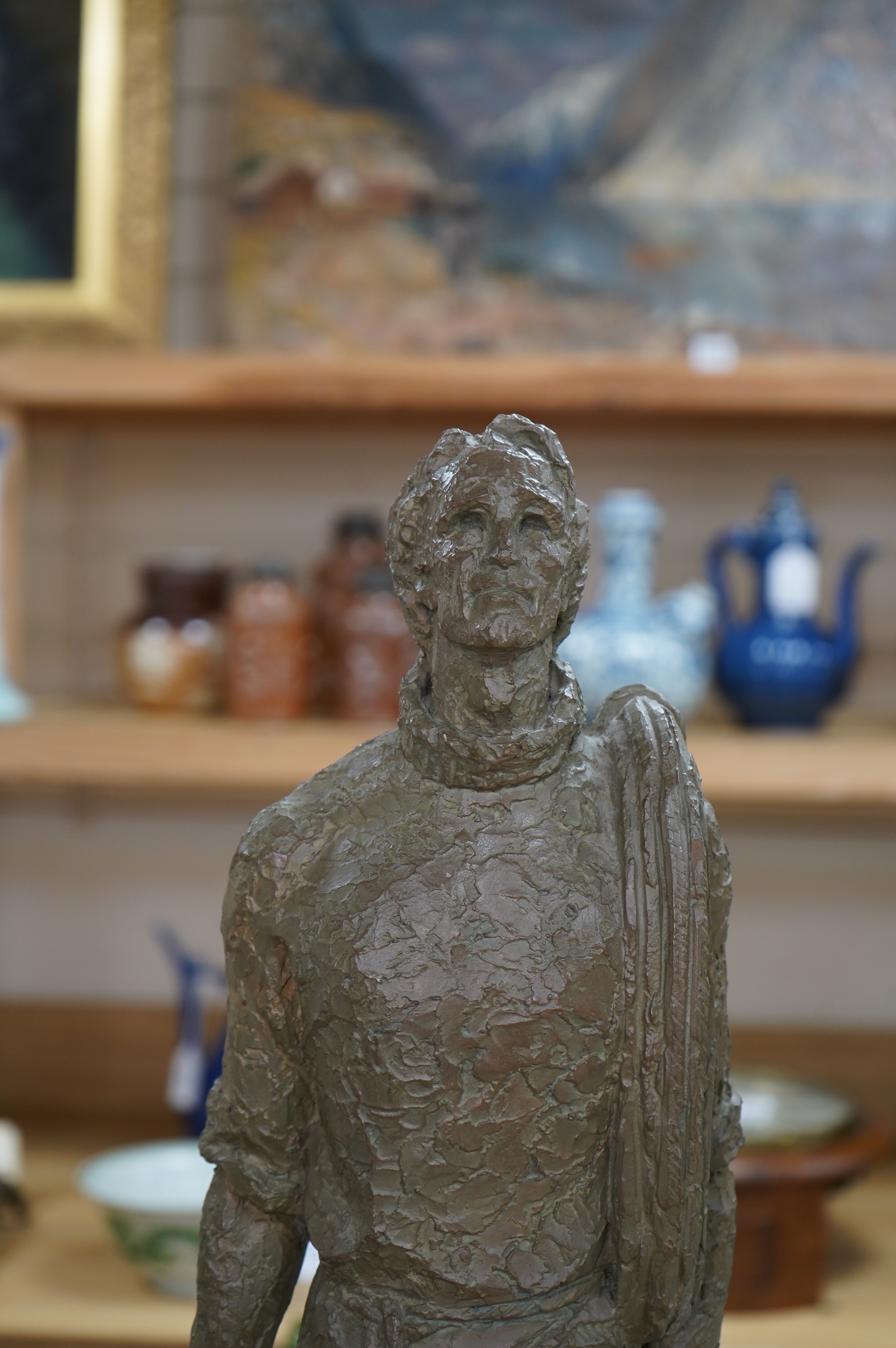Ophelia Gordon Bell, ‘’Challenge’’, a composition sculpture of a mountaineer, signed, 75cm high. Condition - good
